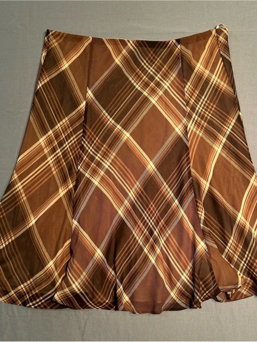 Vintage American Living Brown Plaid Midi Skirt